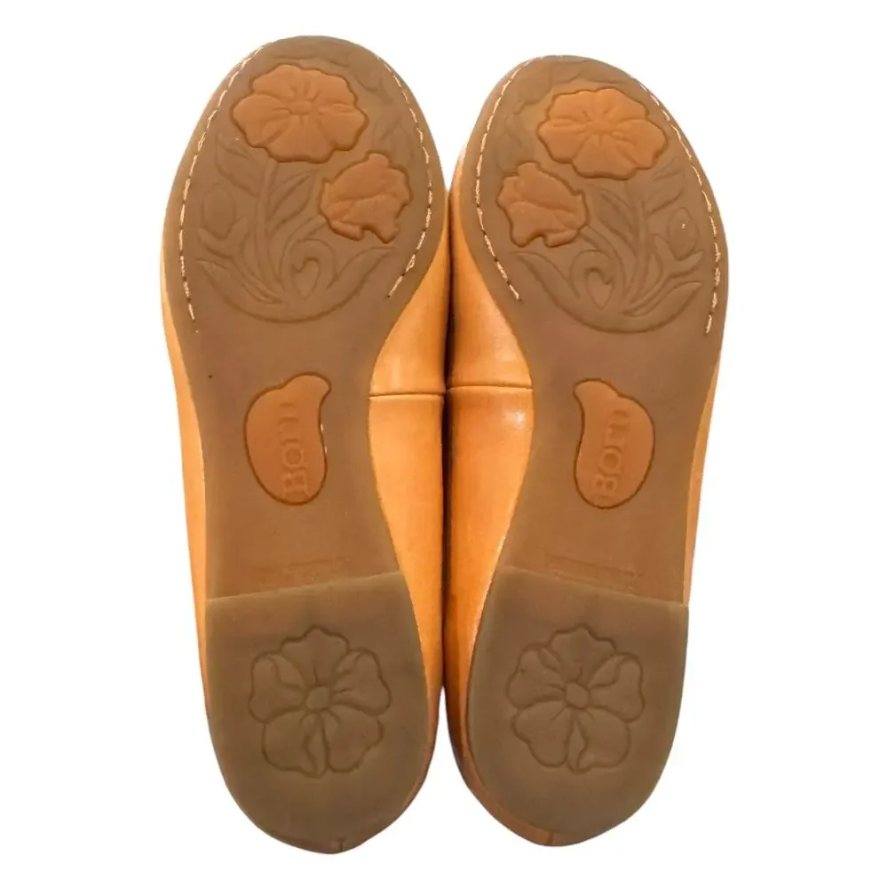 Born Orange Leather Floral Ballet Flats Women’s Size 9M